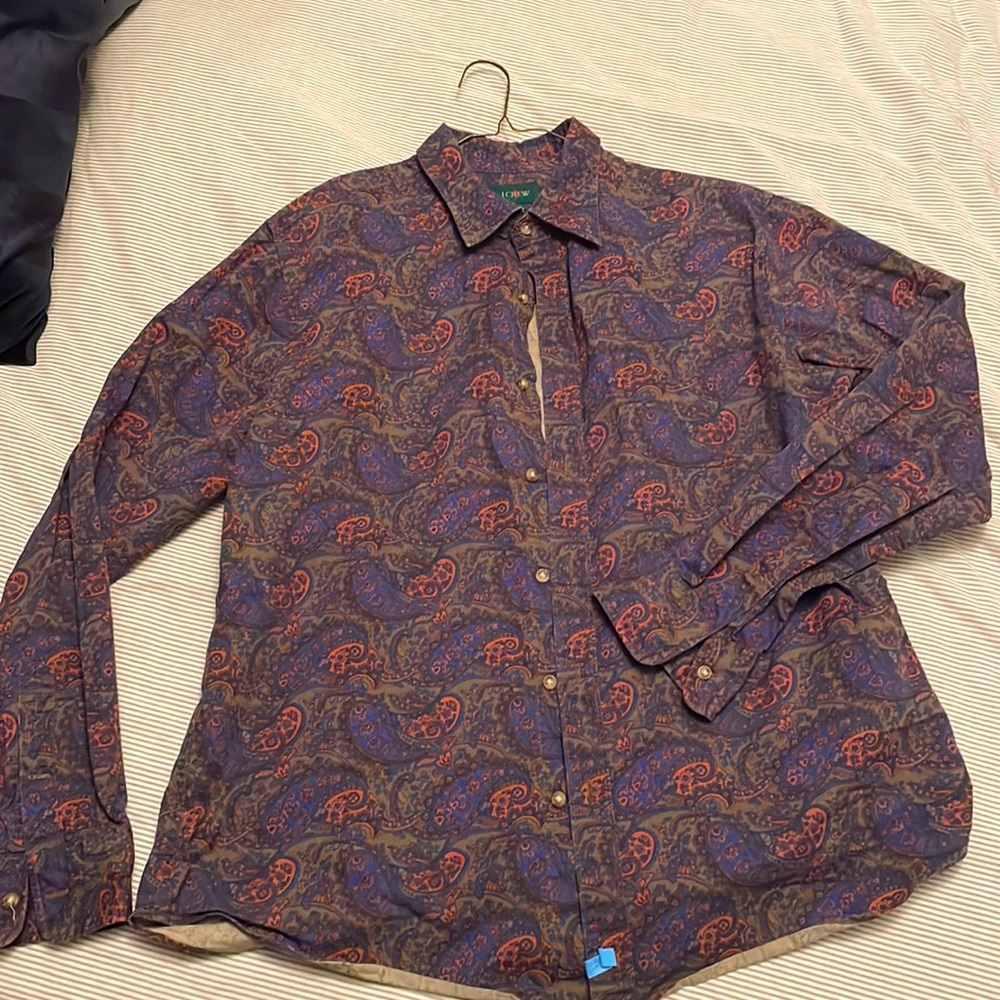 JCREW Mens Paisley Dress Shirt Pattern Men Floral Dress Shirt,Green Blue Rust